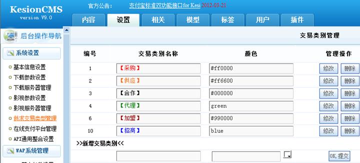供求生意种别治理
